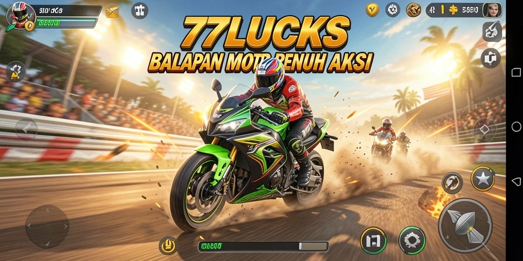 Gameplay balapan motor seru di 77LUCKS.