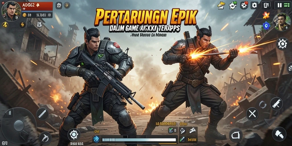 Screenshot utama ADG62 menunjukkan aksi pertempuran yang mendebarkan antara dua karakter.