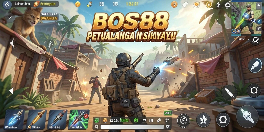 Tangkapan layar gameplay seru dalam BOS88 dengan aksi pertempuran Battle Royale.