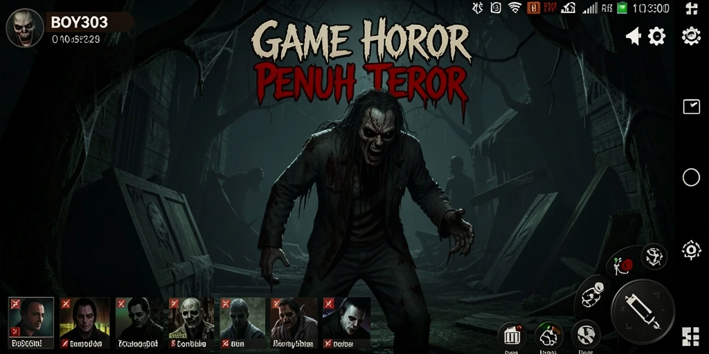Screenshot BOY303 menampilkan aksi menegangkan di lokasi angker.
