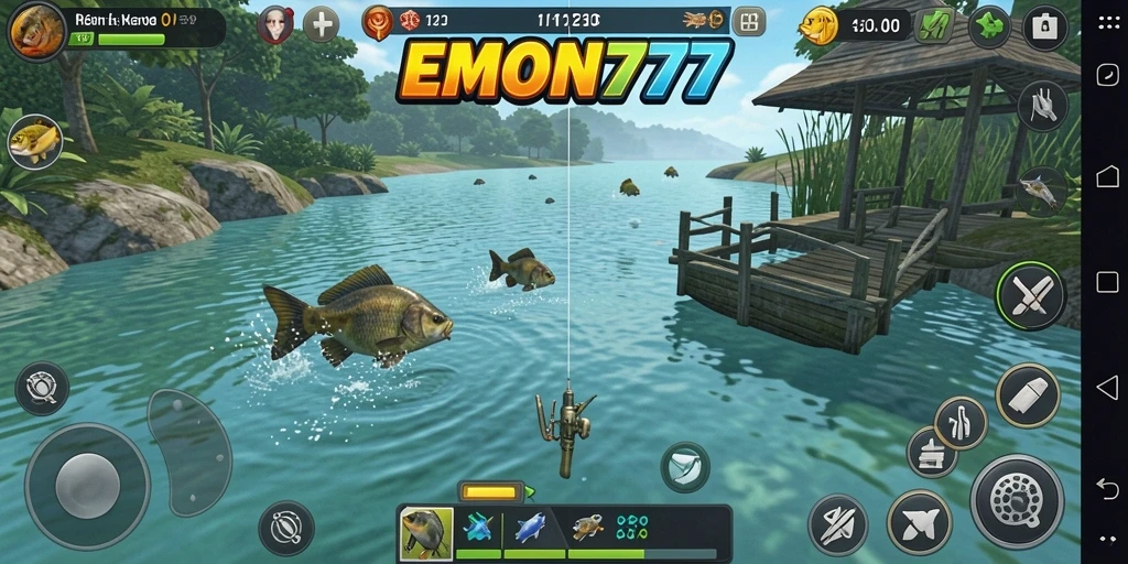 Gameplay menarik dari EMON777 dengan beragam ikan untuk ditangkap.