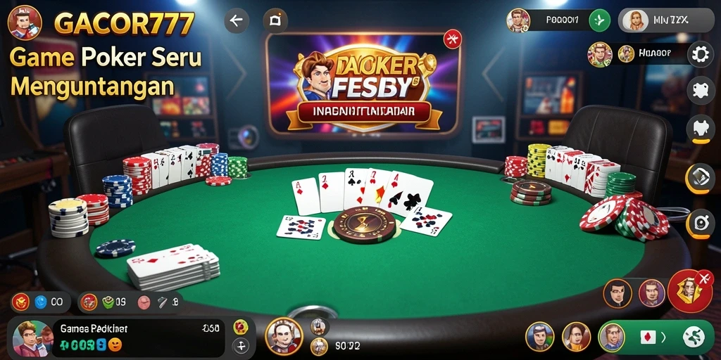 Screenshot gameplay GACOR77 menampilkan suasana poker yang seru dan kompetitif.