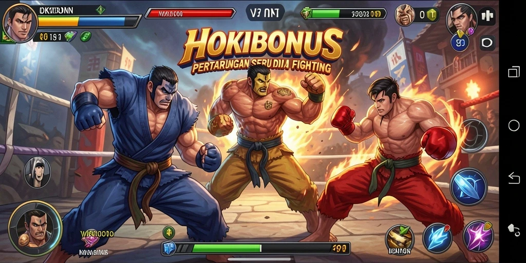 Tampilan gameplay HOKIBONUS yang mendebarkan saat pertarungan berlangsung.