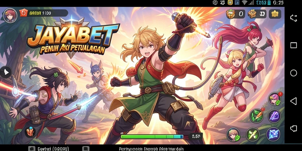 Screenshot JAYABET menampilkan karakter Anime dalam aksi pertempuran yang seru.