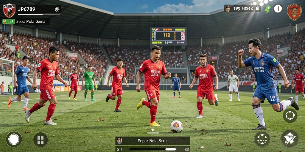 Tampilan gameplay seru dalam JP6789 menunjukkan aksi sepak bola yang mendebarkan.