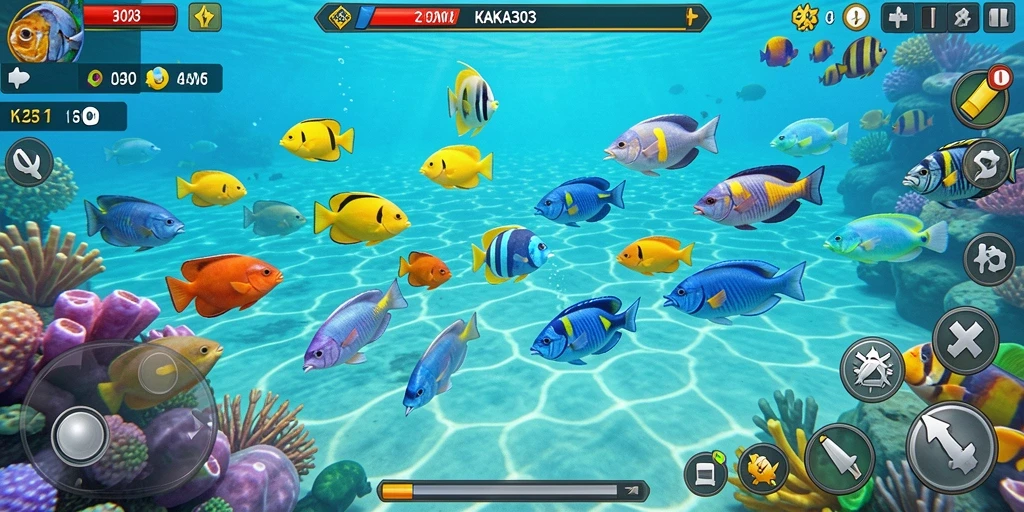 Tampilan gameplay KAKA303 yang seru dalam Tembak Ikan.