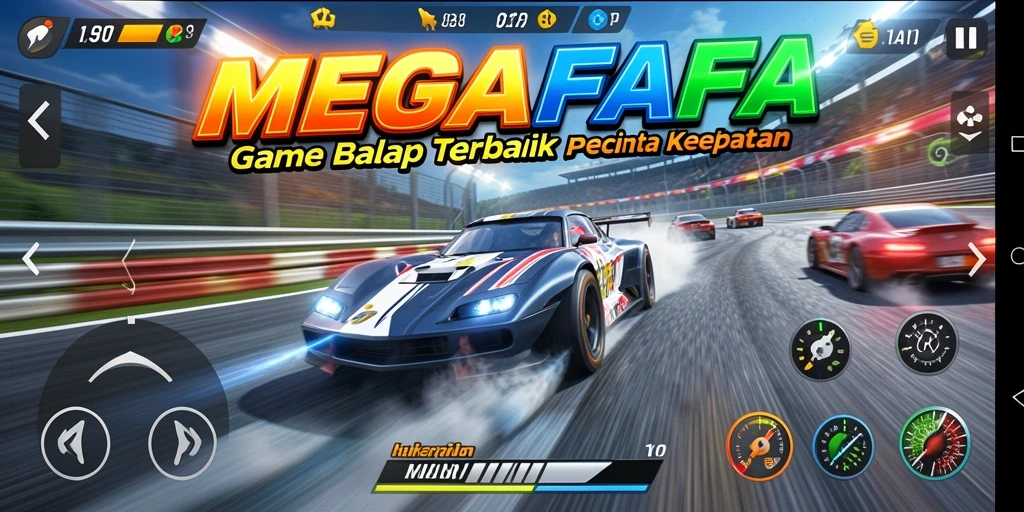 Gameplay seru MEGAFAFA dengan balapan yang mendebarkan dan kendaraan keren.