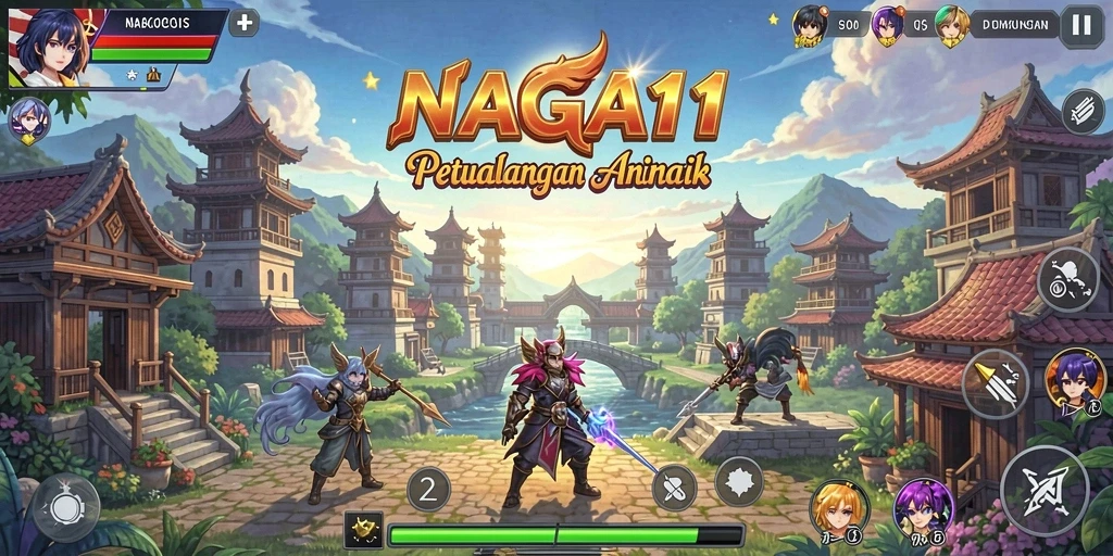 Tampilan gameplay NAGA11 yang memukau dengan nuansa anime yang kental.