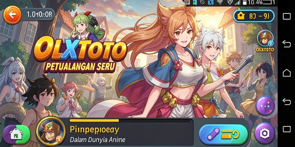 Tampilan gameplay dramatis dari OLXTOTO menampilkan karakter anime bertarung.