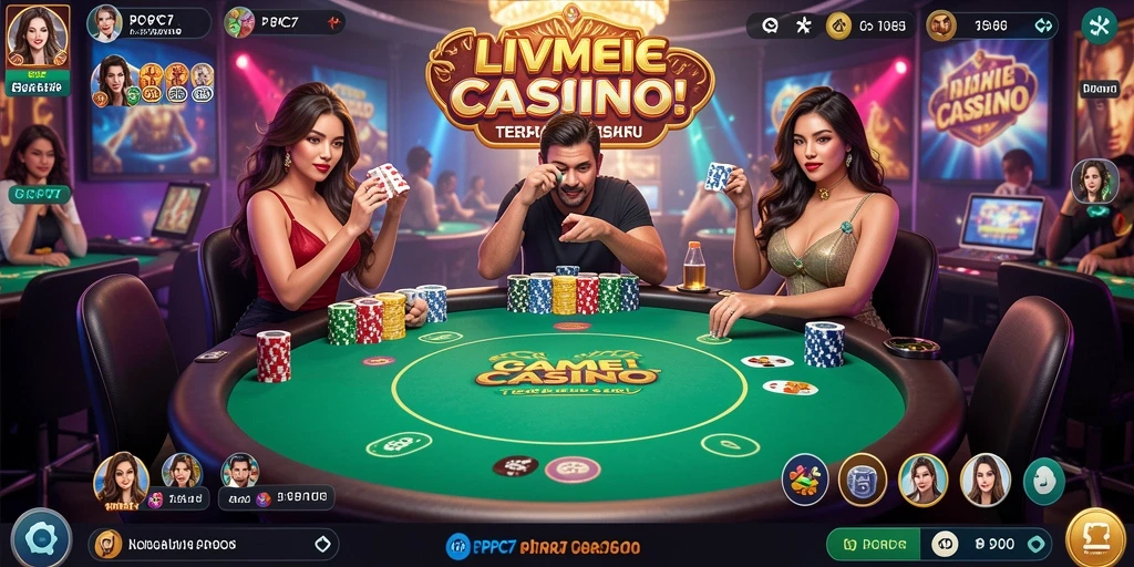 Screenshot game PCPC7 menampilkan dealer langsung dan interaksi seru.