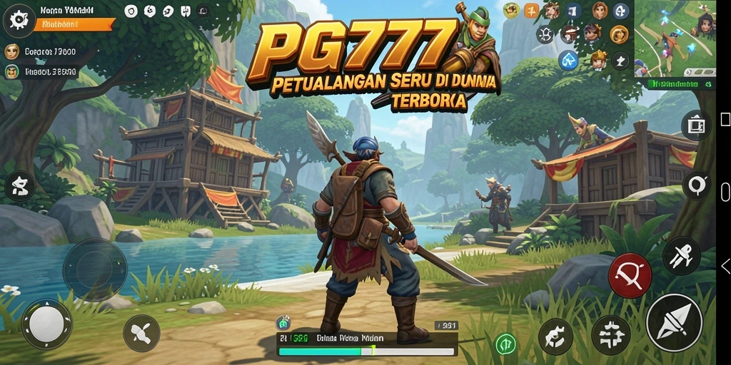 Tampilan permainan PG777 dengan karakter yang menjelajahi dunia terbuka.