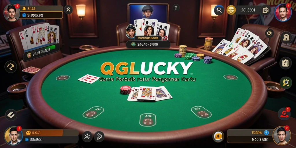 Screenshot QGLUCKY menampilkan pengalaman gameplay seru dalam permainan Poker.