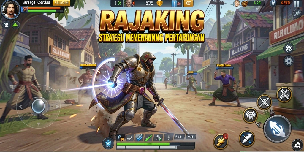 Screenshot gameplay RAJAKING yang menunjukkan pertempuran strategi yang intens.