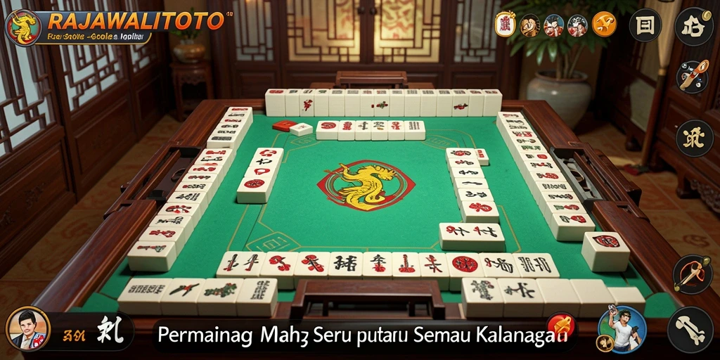 Gameplay menampilkan ubin Mahjong yang menarik dan interaktif.
