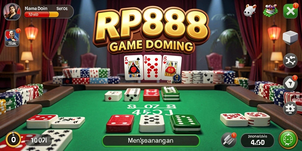 Screenshot gameplay menarik dari RP888 yang menunjukkan serunya bermain Domino.