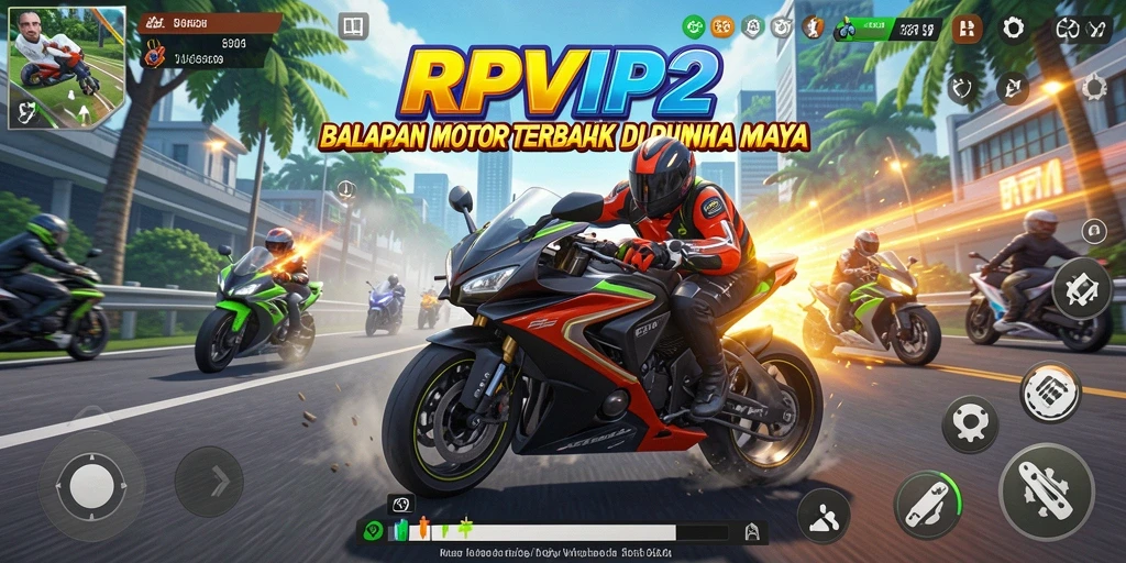 Tampilan menakjubkan dari gameplay RPVIP2 saat balapan motor.