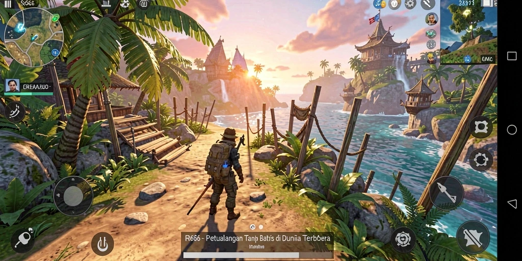 Screenshot gameplay RR666 menampilkan petualangan seru di dunia terbuka.