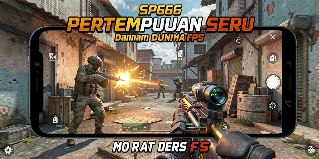 Screenshot gameplay SP666 yang penuh aksi dalam pertempuran FPS.