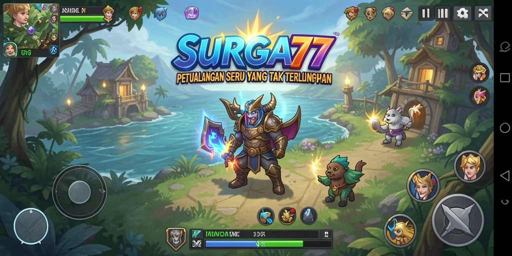 Screenshot gameplay <strong>SURGA77</strong> menunjukkan petualangan seru di dunia yang menakjubkan.